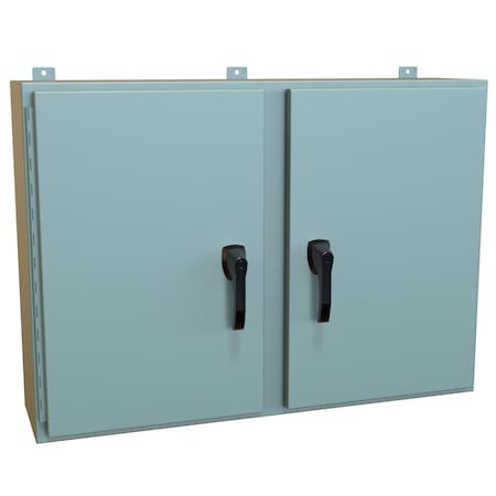 Hammond 3 Point Latch with Padlock Handle Electrical Enclosures, 30 in H, 10 in D, 42 in W, NEMA 4, Steel HN4WM304210GY